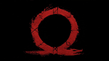 a red circle on a black background with the letter o in the center