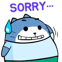 a cartoon cat is saying sorry with a tear running down his face