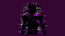 a purple background with a silhouette of a person surrounded by colorful squares