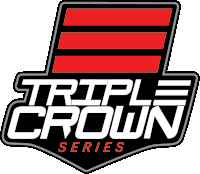 a logo for triple crown series with a red and white stripe