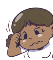 a cartoon drawing of a girl with a sad look on her face .