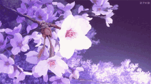 a painting of purple and white flowers with the number 27kb in the bottom right corner