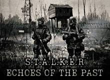 a poster for stalker echoes of the past showing two soldiers