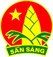 a red yellow and green emblem with the words san sang on it