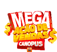 a logo for mega acao de vendas canopus with a white background