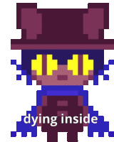 a pixel art drawing of a person with the words dying inside below them