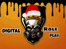 a skull wearing a santa hat and a gas mask with the words digital role play below it