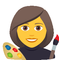 an emoji of a woman holding a palette and a paint brush