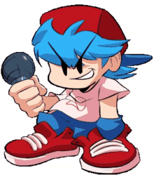 a cartoon character is holding a microphone in his hand and smiling .