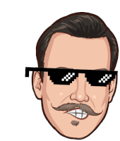 a cartoon of a man with a mustache wearing a pair of sunglasses