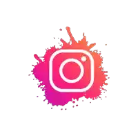 the instagram logo is surrounded by pink and purple splashes on a white background