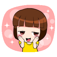 a cartoon drawing of a girl with brown hair and a yellow shirt