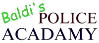 a logo for baldi 's police academy is displayed