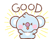 a drawing of a koala bear with the word good written above it