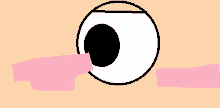 a pixel art drawing of a cartoon eye with a pink ribbon coming out of it .