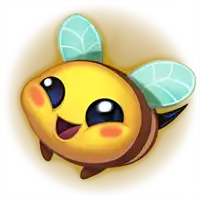 a cartoon bee with blue wings is smiling and flying