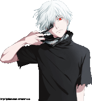 a drawing of a boy with white hair and red eyes