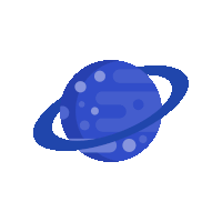 a blue planet with a blue ring around it on a white background