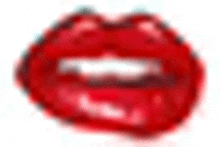 a close up of a red lip with a white stripe on it on a white background .