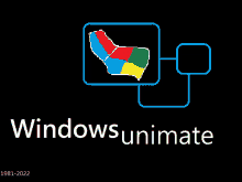 a black background with the words windows unimate in white