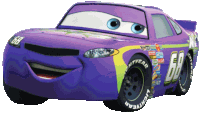 a purple race car with the number 68 on the side