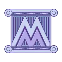 a purple letter m in a square with a purple border