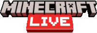 a logo for minecraft live with a red block in the middle