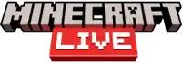 a logo for minecraft live with a red block in the middle