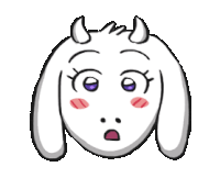 a cartoon drawing of a goat with horns and a surprised look on its face