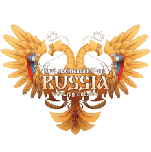 a logo for russia with two eagles and the website www.rpg-club.com underneath