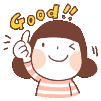 a cartoon of a girl giving a thumbs up with the word good behind her