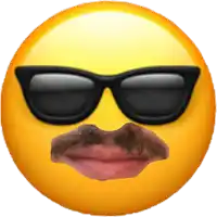 an emoji with sunglasses and a mustache on it