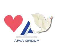 a logo for the aiwa group with a heart and a bird