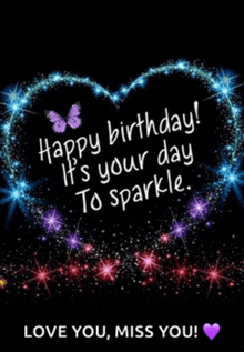 a birthday card with a heart made of stars and the words happy birthday it 's your day to sparkle