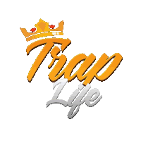 a logo for trap life with a crown