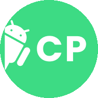 a green circle with the word cp and an android icon