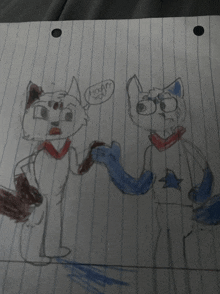 a drawing of two cartoon animals with one saying hoahn you