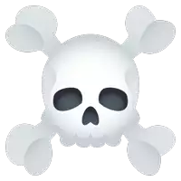 a cartoon skull and crossbones with a heart shaped nose