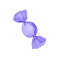 a purple candy wrapped in a purple wrapper on a white background