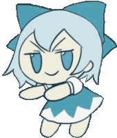 a cartoon drawing of a girl with a blue bow on her head