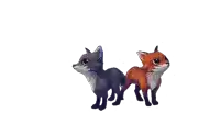 two cartoon foxes are standing next to each other