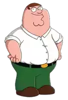 a cartoon character named peter griffin is wearing glasses and a white shirt