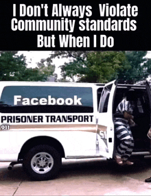 a prisoner is getting out of a facebook prisoner transport