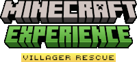 a logo for a video game called minecraft experience villager rescue