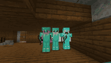 three minecraft characters standing next to each other