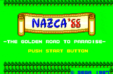 nazca '88 the golden road to paradise push start button on a green screen