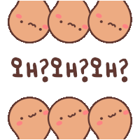 a cartoon drawing of eggs with faces and the words " oh ? oh ? oh ? " on the bottom