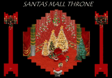 a santa 's mall throne with christmas trees and candles