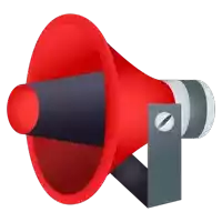 an illustration of a red and black megaphone with a screw on it