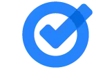 a blue circle with a check mark inside of it